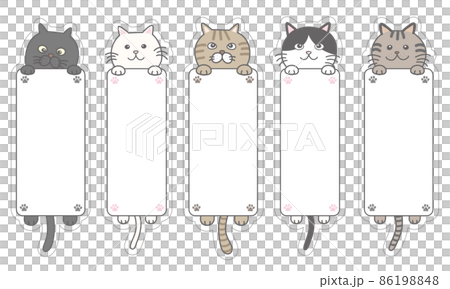 ぶら下がりねこタイトル枠　タテ 86198848