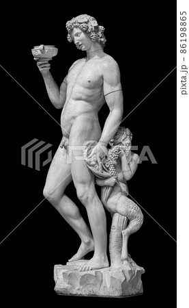 Dionysus Bacchus Wine statue portrait isolated on black 86198865