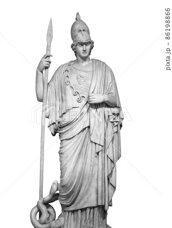 Ancient Greek Roman statue of goddess Athena god of wisdom and the arts historical sculpture isolated on white with clipping path 86198866