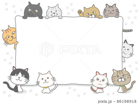猫いっぱい背景フレーム 86198918