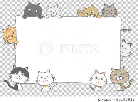 猫いっぱい背景フレーム 86198918