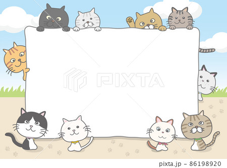 猫いっぱい背景フレーム 86198920