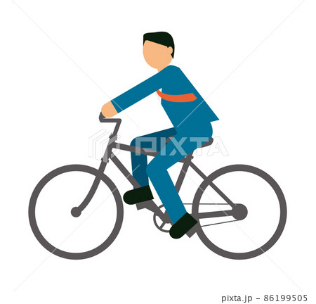 運動 サイクリング 自転車に乗る ビジネスマン サラリーマンの男性のピクトグラム アバター風イラストのイラスト素材
