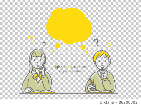High school students who have doubts during class Simple and stylish line art illustrations High school students who have doubts during class Simple and stylish line art illustrations 86200302
