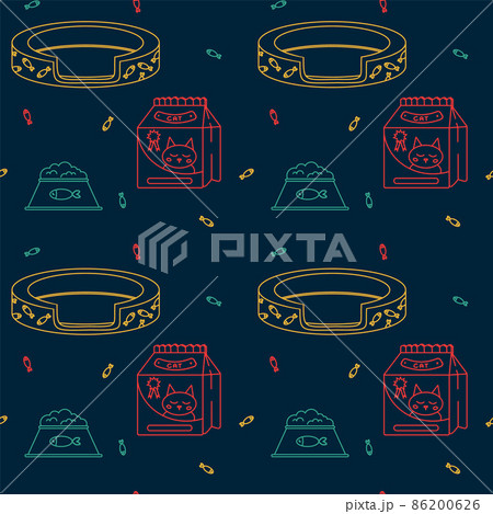Background with Accessories for pets. Doodle cat characters. Love for pets cats. 86200626