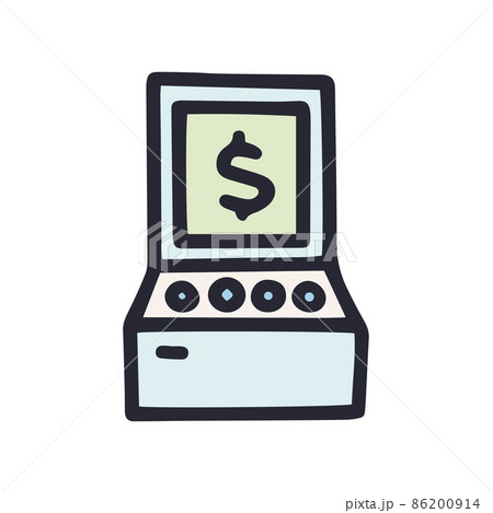 coin operated gaming machine color vector doodle simple icon 86200914