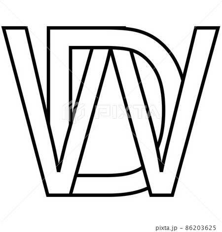 Logo sign, dw wd icon nft dw interlaced letters d w 86203625