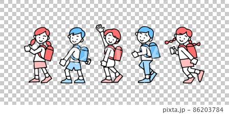 ランドセルを背負った男の子と女の子 86203784
