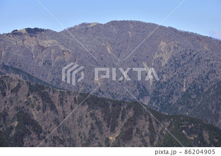 丹沢の大山北尾根より望む日本百名山の丹沢山 86204905