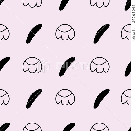 Geometric floral hand drawn seamless pattern, black elements on pink background. 86205044