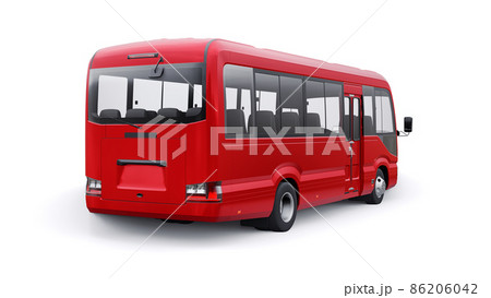 Small bus for urban and suburban for travel. Car with empty body for design and advertising. 3d illustration Small bus for urban and suburban for travel. Car with empty body for design and advertising. 3d illustration 86206042