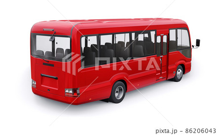 Small bus for urban and suburban for travel. Car with empty body for design and advertising. 3d illustration 86206043