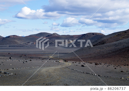 Desolate landscape from Kverfjoll area, Iceland panorama Desolate landscape from Kverfjoll area, Iceland panorama 86206737