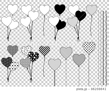 heart balloons clipart black and white