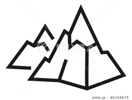 Mountains icon. High peaks in linear style. Mountaineering logo 86208676