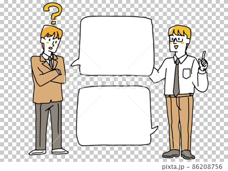 高校生の男の子と先生　質問と答え　コピースペース　コミカルな手書きの人物イラスト　 86208756