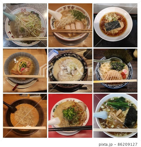 ラーメンの画像コラージュ 86209127
