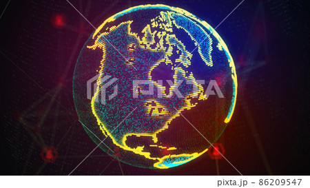 Earch globe, world map point, line, composition representing global, network connection, international significance. 3d rendering 86209547