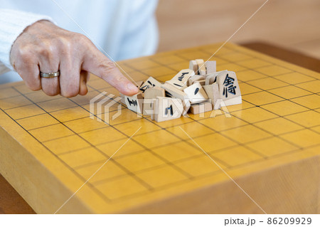 将棋の山崩しをして遊ぶシニア女性 86209929