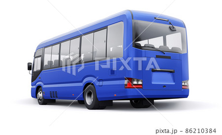 Blue Small bus for travel. Car with empty body for design and advertising. 3d illustration 86210384