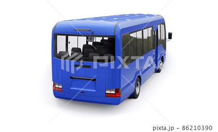 Blue Small bus for travel. Car with empty body for design and advertising. 3d illustration 86210390
