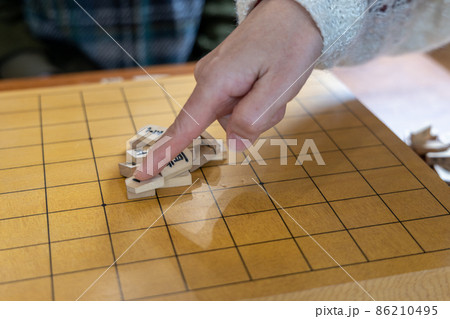 将棋の山くずしをして遊ぶシニア女性 将棋の山くずしをして遊ぶシニア女性 86210495