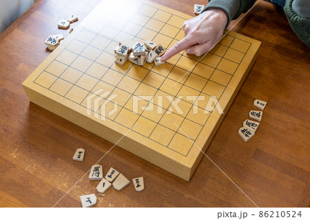 将棋の山くずしをして遊ぶシニア女性 86210524