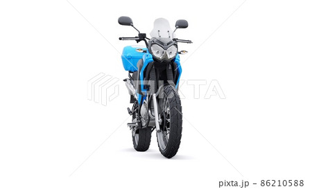 Blue lightweight touristic enduro motorcycle 3d illustration Blue lightweight touristic enduro motorcycle 3d illustration 86210588