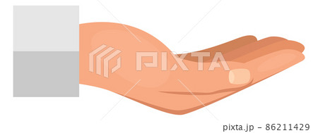 Handful gesture. Open palm up with fingers together Handful gesture. Open palm up with fingers together 86211429