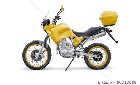 Yellow lightweight touristic enduro motorcycle 3d illustration 86212089