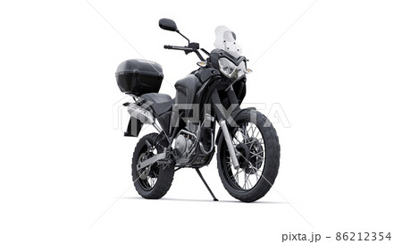 Black lightweight touristic enduro motorcycle 3d illustration 86212354