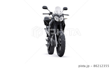 Black lightweight touristic enduro motorcycle 3d illustration 86212355