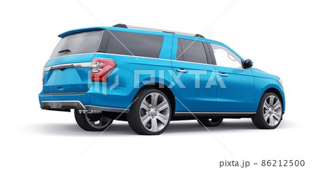 Blue Premium Family SUV isolated on white background. 3d rendering Blue Premium Family SUV isolated on white background. 3d rendering 86212500