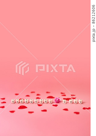 The word Valentine's Day. Love on wooden blocks. 86212606