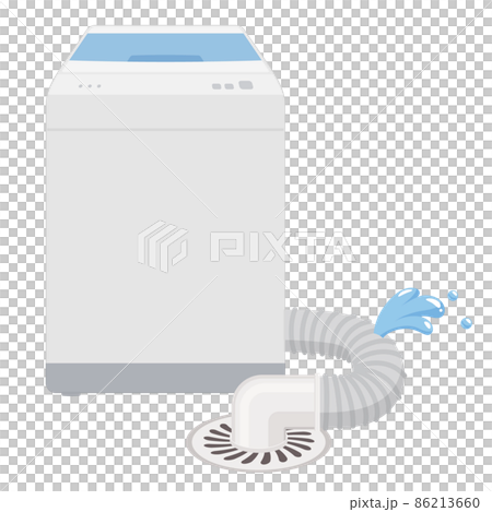 洗濯機のホースから水漏れしているイラスト_故障 86213660