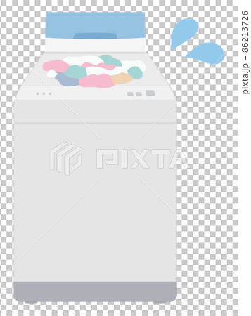 洗濯物を入れすぎて困っている洗濯機のイラストのイラスト素材