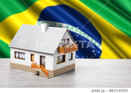 classic house against Brazilian flag background 86214030