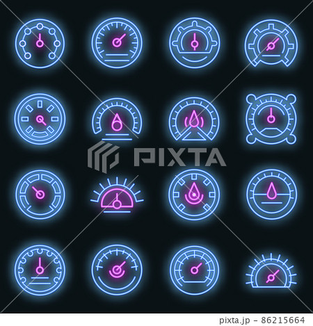 Barometer icons set vector neon 86215664