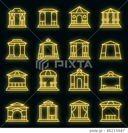 Gazebo icons set vector neon 86215687
