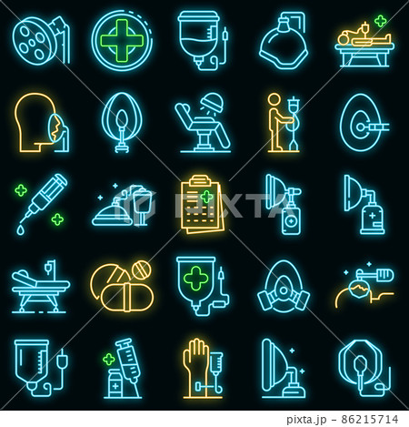 Anesthesia icons set vector neon 86215714