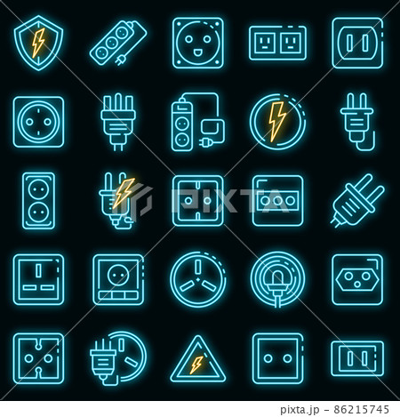Power socket icons set vector neon Power socket icons set vector neon 86215745