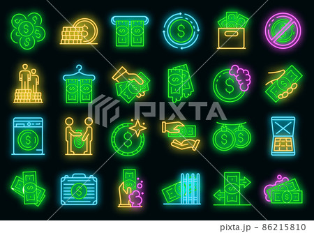 Money laundering icons set vector neon Money laundering icons set vector neon 86215810