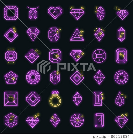 Jewel icons set vector neon 86215854