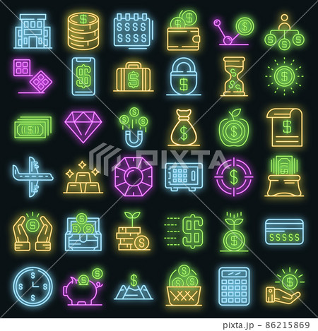 Millionaire icons set vector neon 86215869