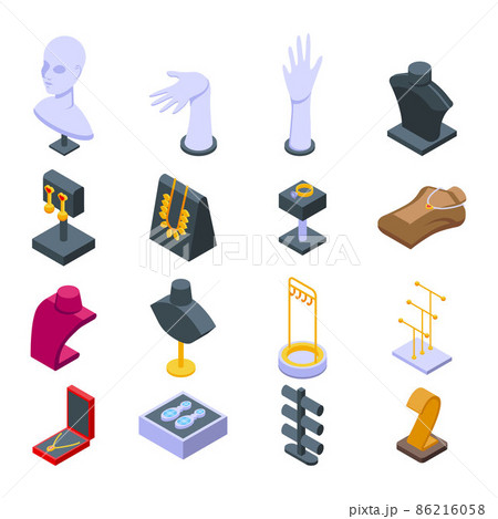 Jewelry dummy icons set, isometric style 86216058