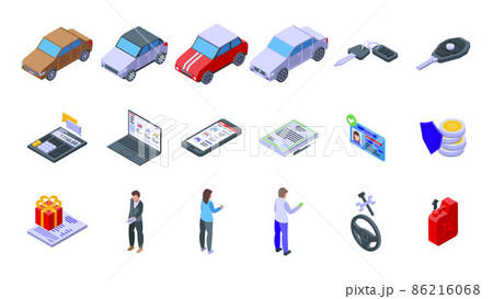 Buying car icons set, isometric style 86216068