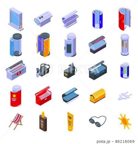 Solarium icons set, isometric style 86216069