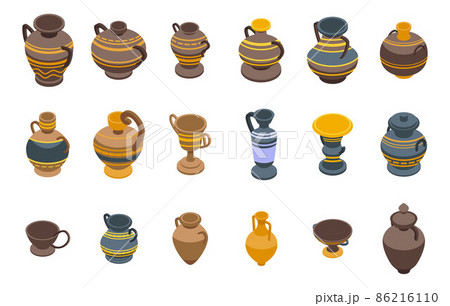 Amphora icons set, isometric style Amphora icons set, isometric style 86216110