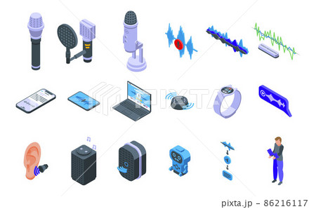 Speech recognition icons set, isometric style 86216117
