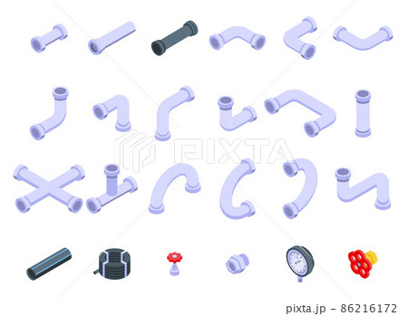 Pipe icons set, isometric style 86216172